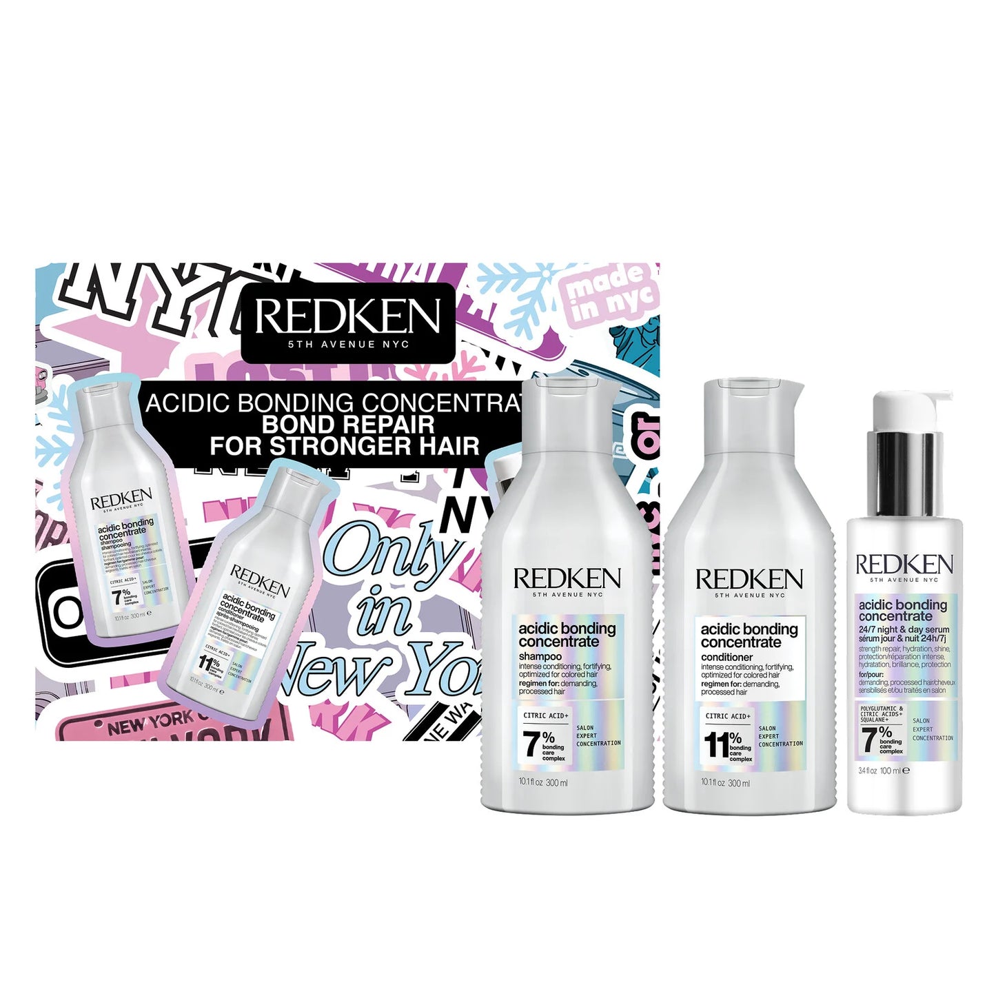 ACIDIC BONDING CONCENTRATE HOLIDAY GIFT SET Acidic Bonding Concentrate Shampoo, Conditioner & 24/7 Night & Day Serum ($113 VALUE)