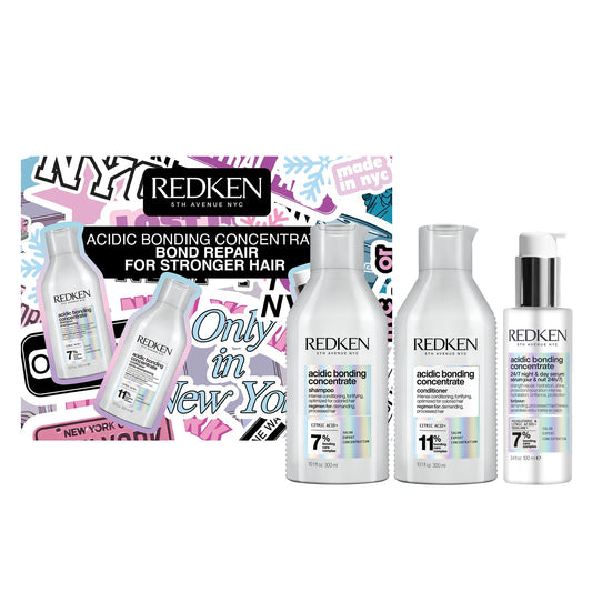 ACIDIC BONDING CONCENTRATE HOLIDAY GIFT SET Acidic Bonding Concentrate Shampoo, Conditioner & 24/7 Night & Day Serum ($113 VALUE)