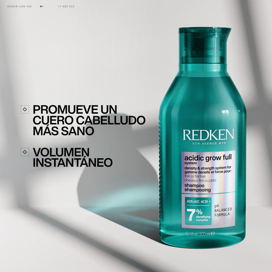 CHAMPÚ DE DENSIDAD ACIDIC GROW FULL SYSTEM
CHAMPÚ PARA CABELLO CON FALTA DE DENSIDAD, AFINADO. REEQUILIBRA E HIDRATA AL INSTANTE EL CUERO CABELLUDO.